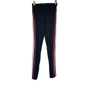 Current Elliott Black Red Leggings Yoga Pants Size 0 Ankle Zip Womens Gym Sports